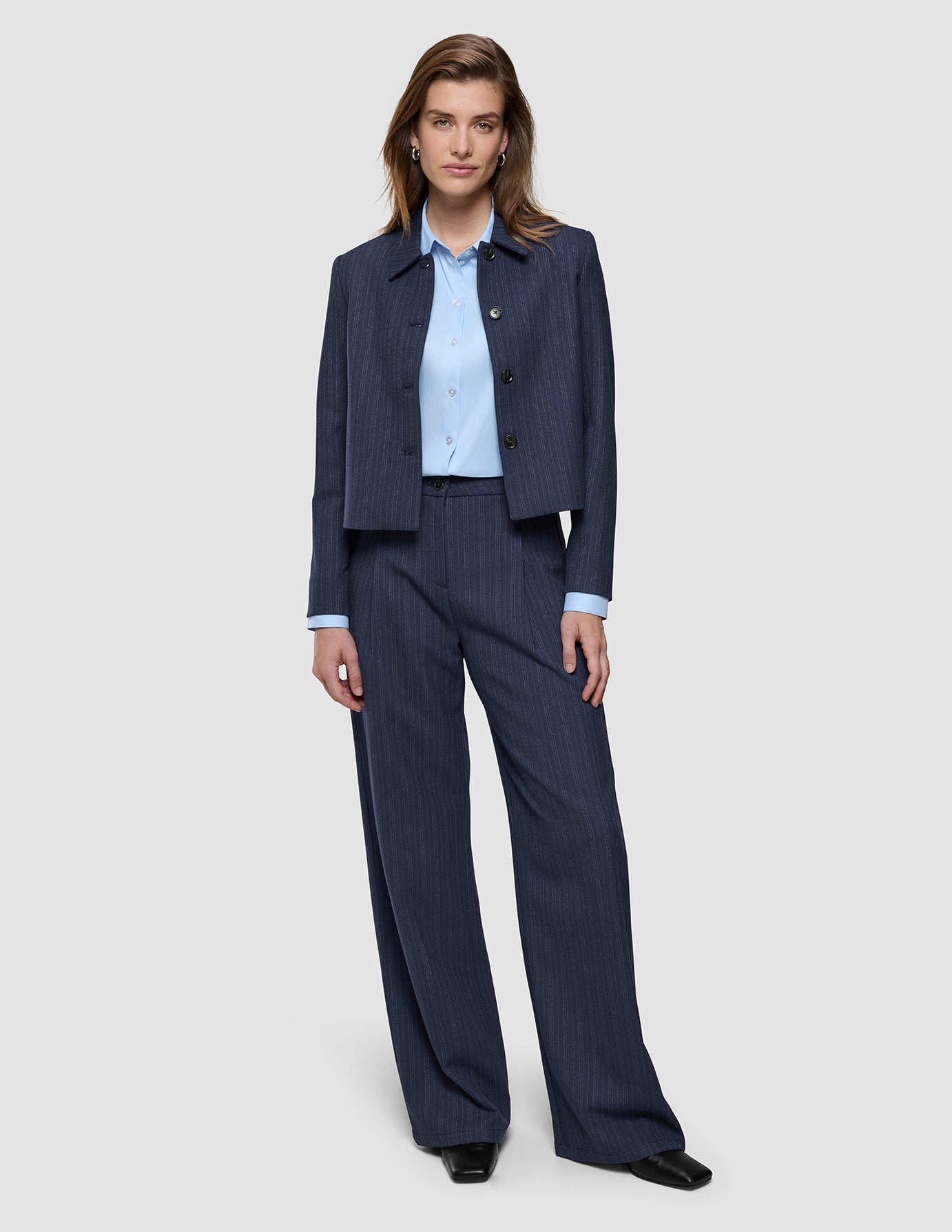 Serene Set Marine Pinstripe Short Jacket Pants